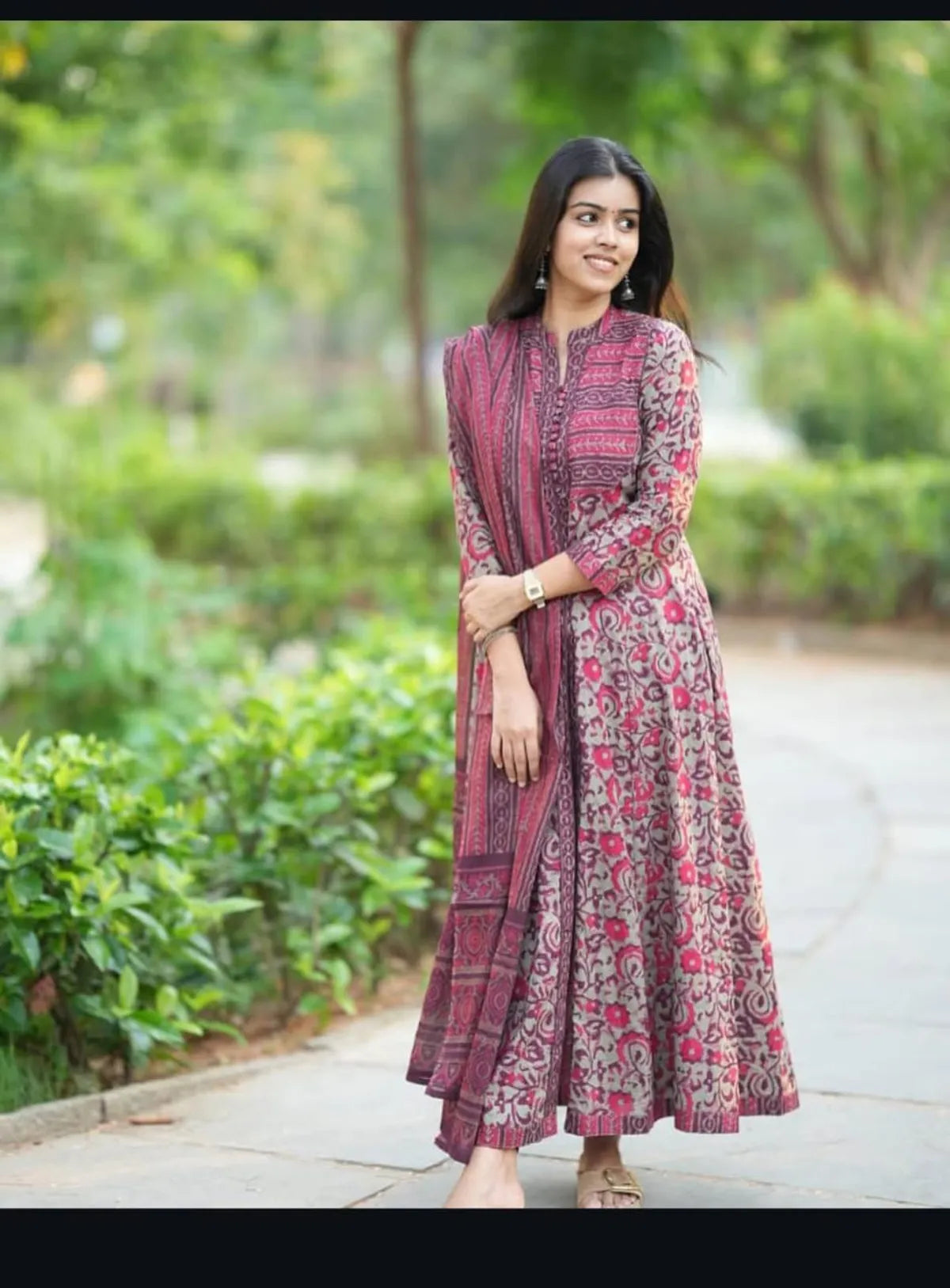 Gulnar Block Print Anarkali Set