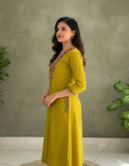 Rose Yellow Aarya Floral Embroidered Kurta Set