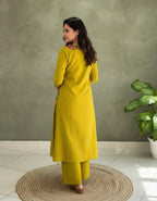 Rose Yellow Aarya Floral Embroidered Kurta Set