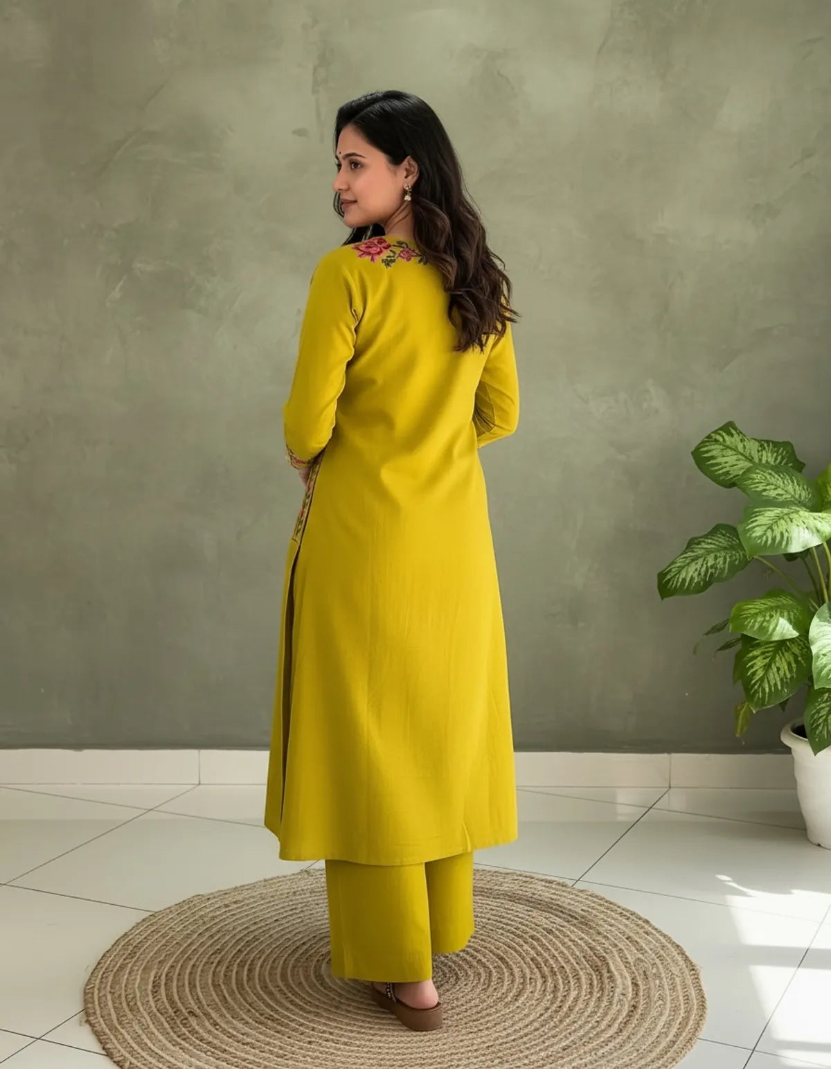 Rose Yellow Aarya Floral Embroidered Kurta Set