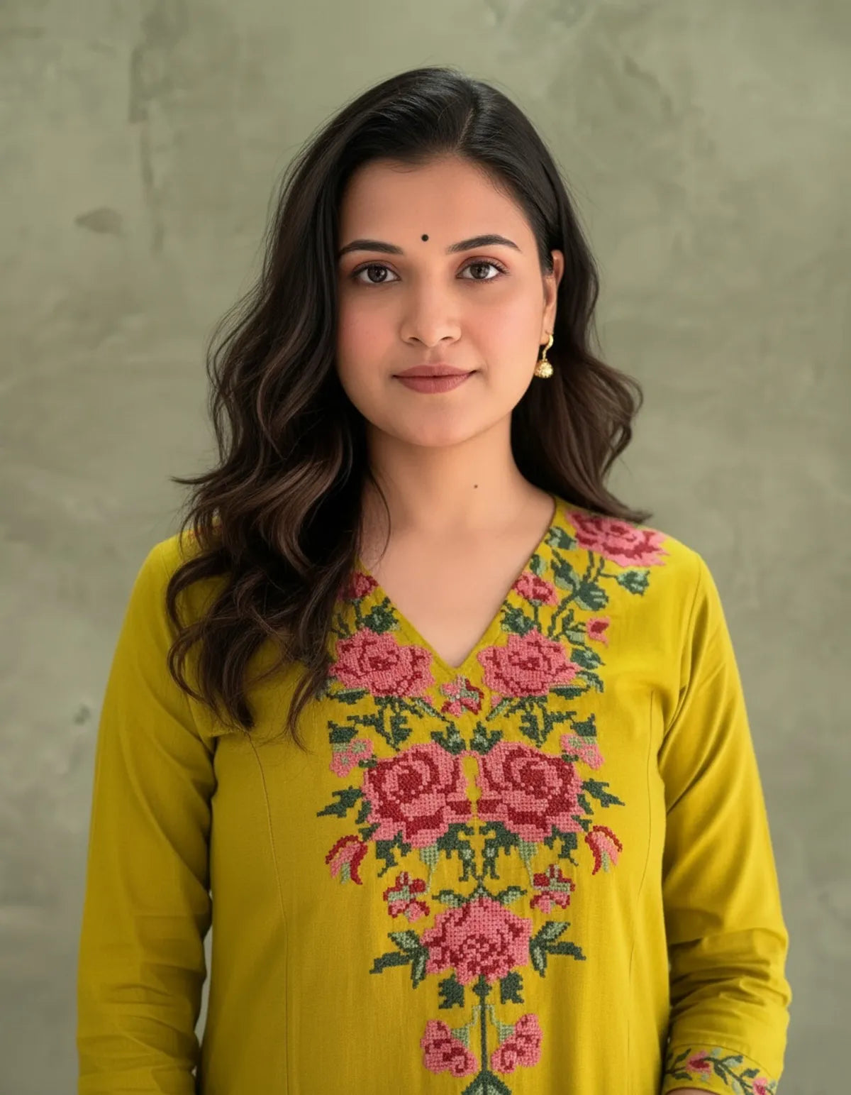 Rose Yellow Aarya Floral Embroidered Kurta Set