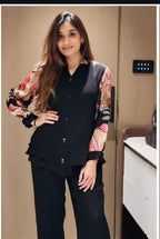 Taj Cotton Co-Ord Set with Fox Georgette Sleeves