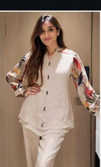 Taj Cotton Co-Ord Set with Fox Georgette Sleeves