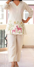 Forest Muse Cotton Flex Embroidered Co-Ord Set