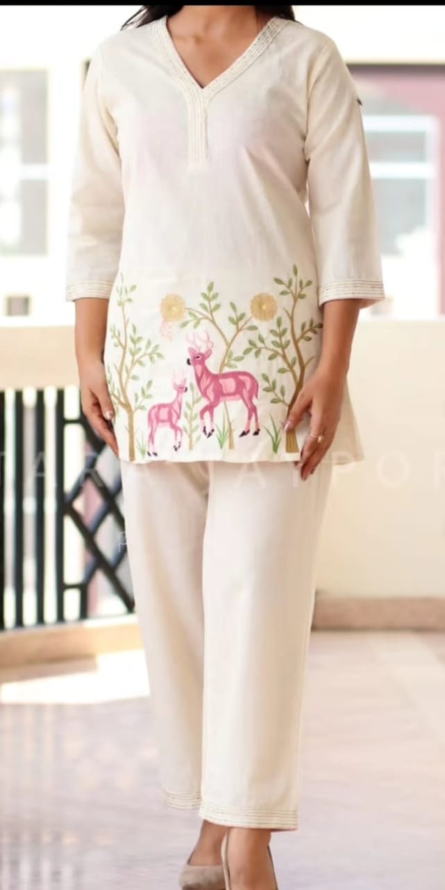 Forest Muse Cotton Flex Embroidered Co-Ord Set