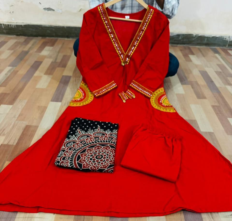 Premium Heavy Dabu Cotton A-Line Suit Set