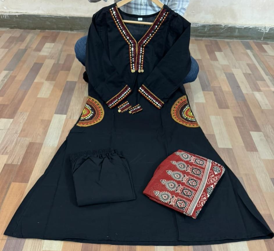 Premium Heavy Dabu Cotton A-Line Suit Set