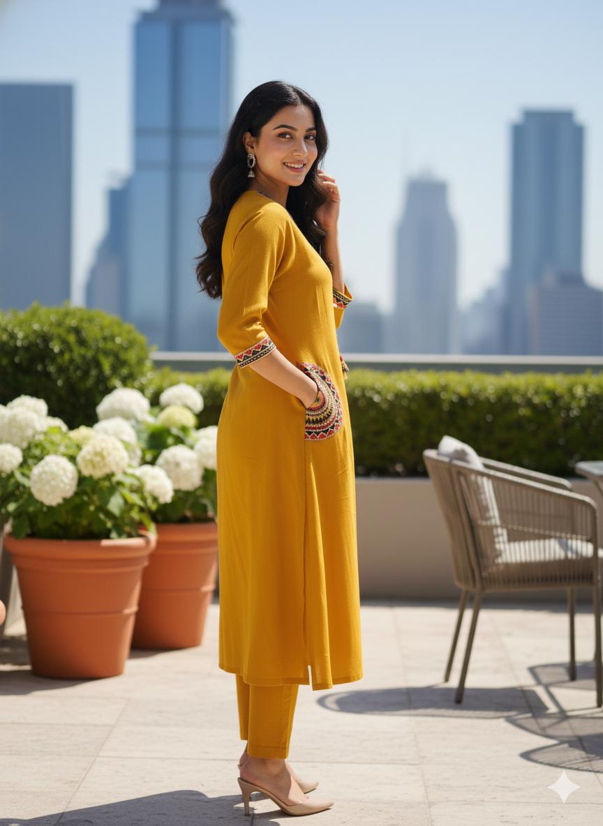 Elysian Embroidered Cotton Flex Kurti Plazo Set