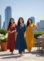 Elysian Embroidered Cotton Flex Kurti Plazo Set