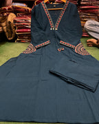 Elysian Embroidered Cotton Flex Kurti Plazo Set