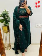 Pure Cotton Handblock Print Kurti Pant Set with Mulmul Dupatta