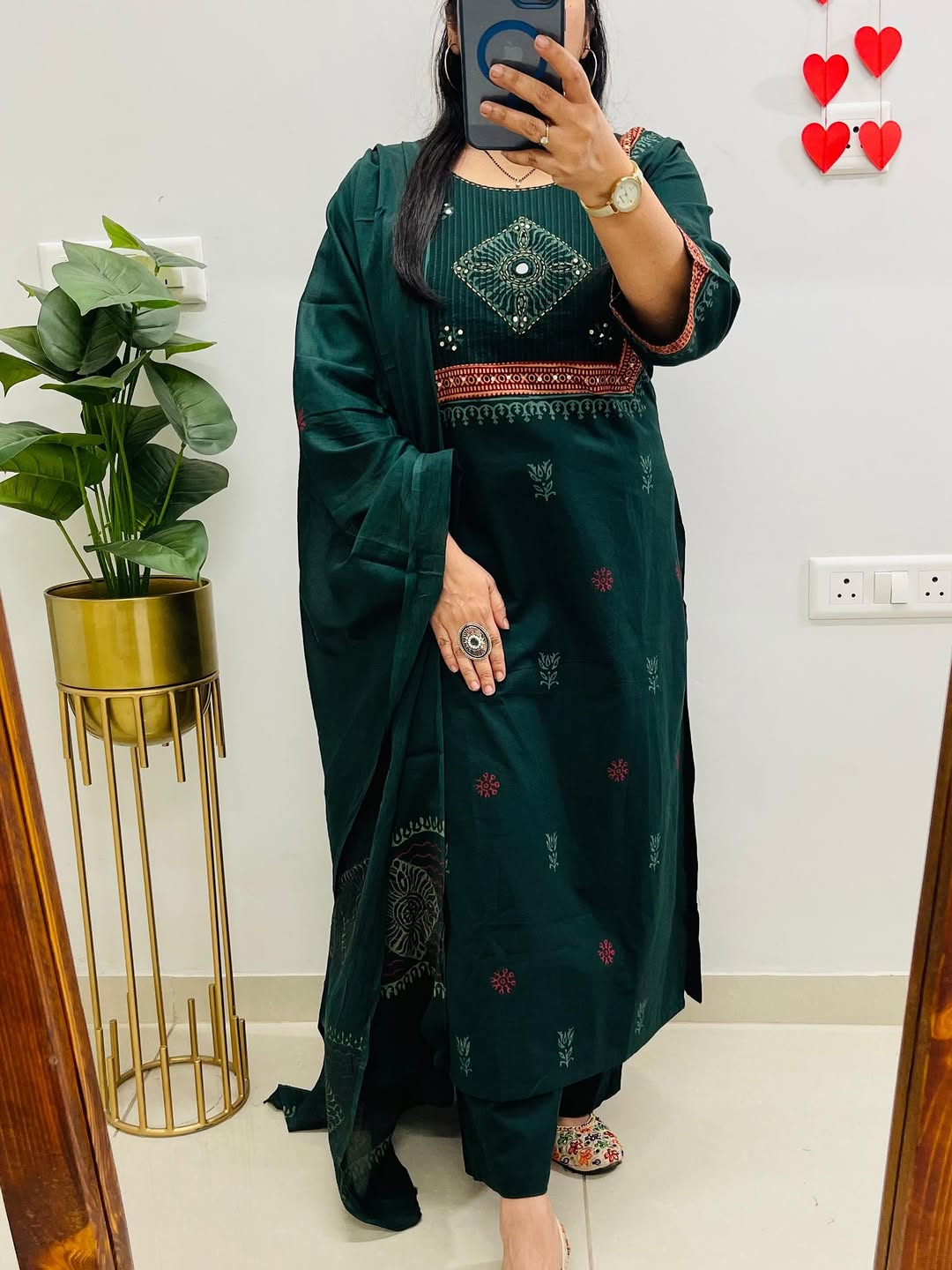 Pure Cotton Handblock Print Kurti Pant Set with Mulmul Dupatta