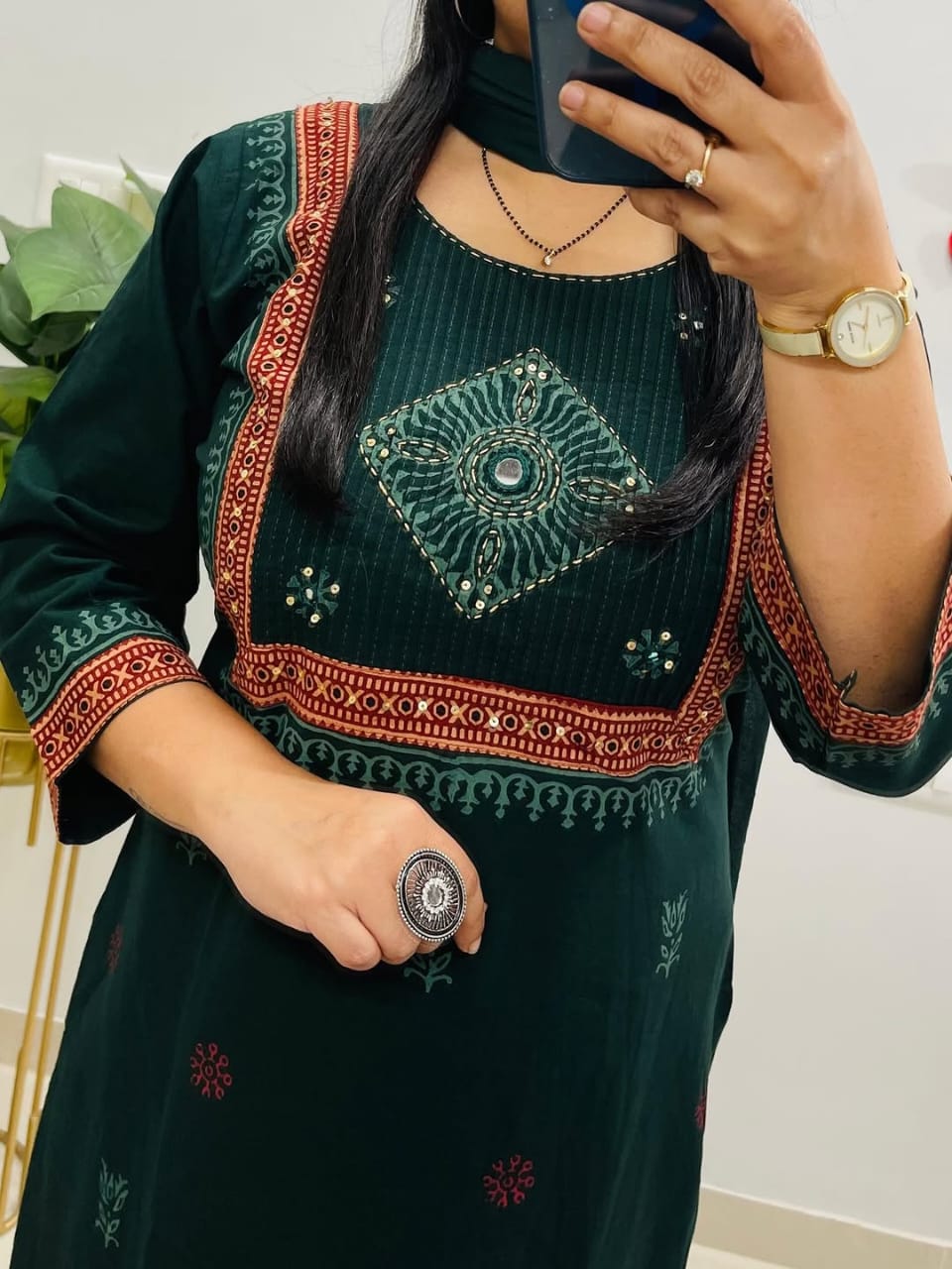 Pure Cotton Handblock Print Kurti Pant Set with Mulmul Dupatta