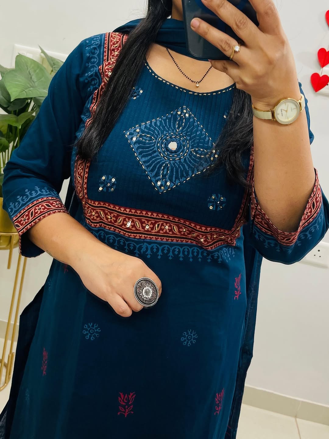 Pure Cotton Handblock Print Kurti Pant Set with Mulmul Dupatta