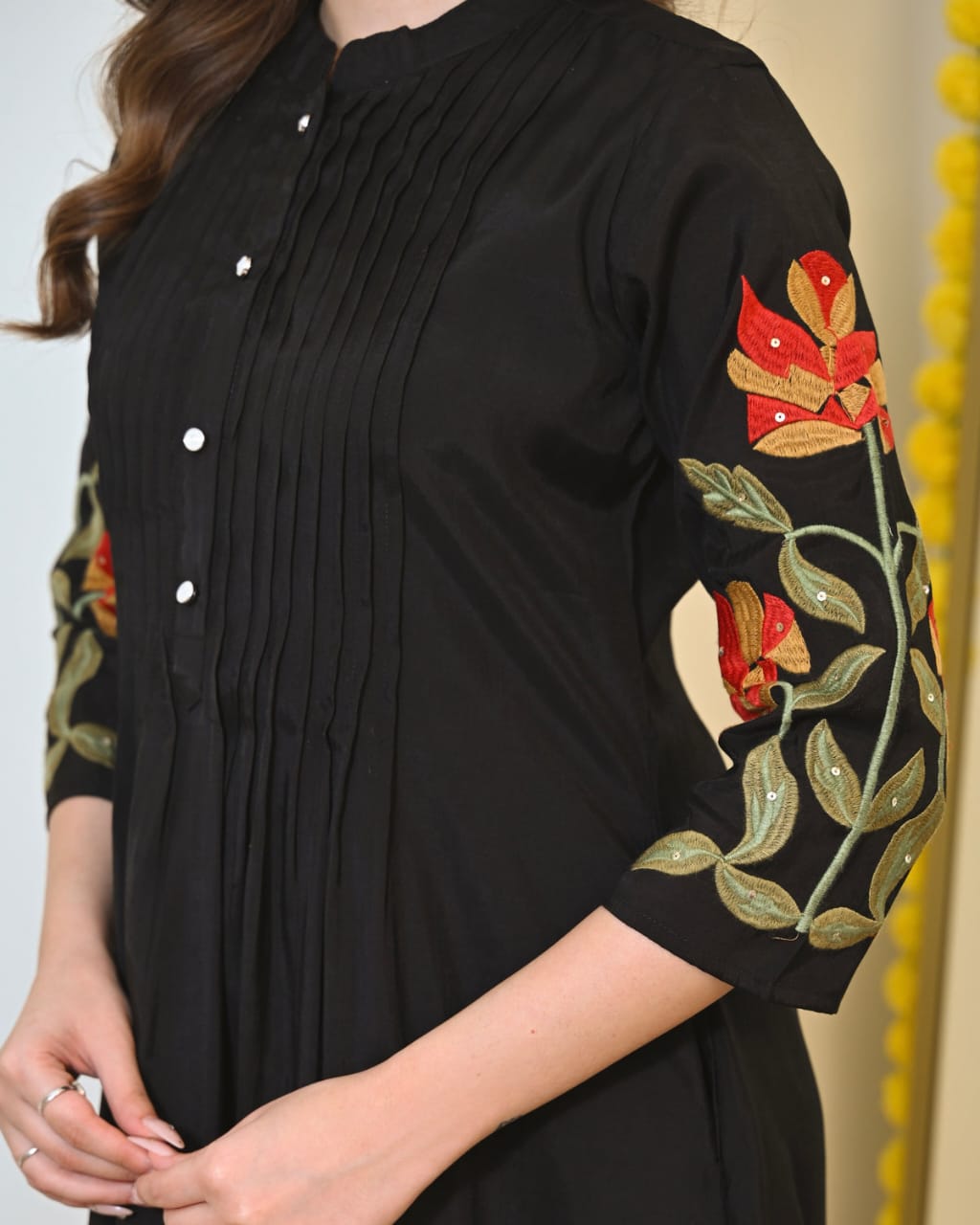 Pure Cotton Pintex Embroidery work Kurti with pant