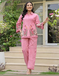 Blush Garden Embroidered Cotton Co-Ord Set