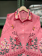 Blush Garden Embroidered Cotton Co-Ord Set