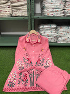 Blush Garden Embroidered Cotton Co-Ord Set