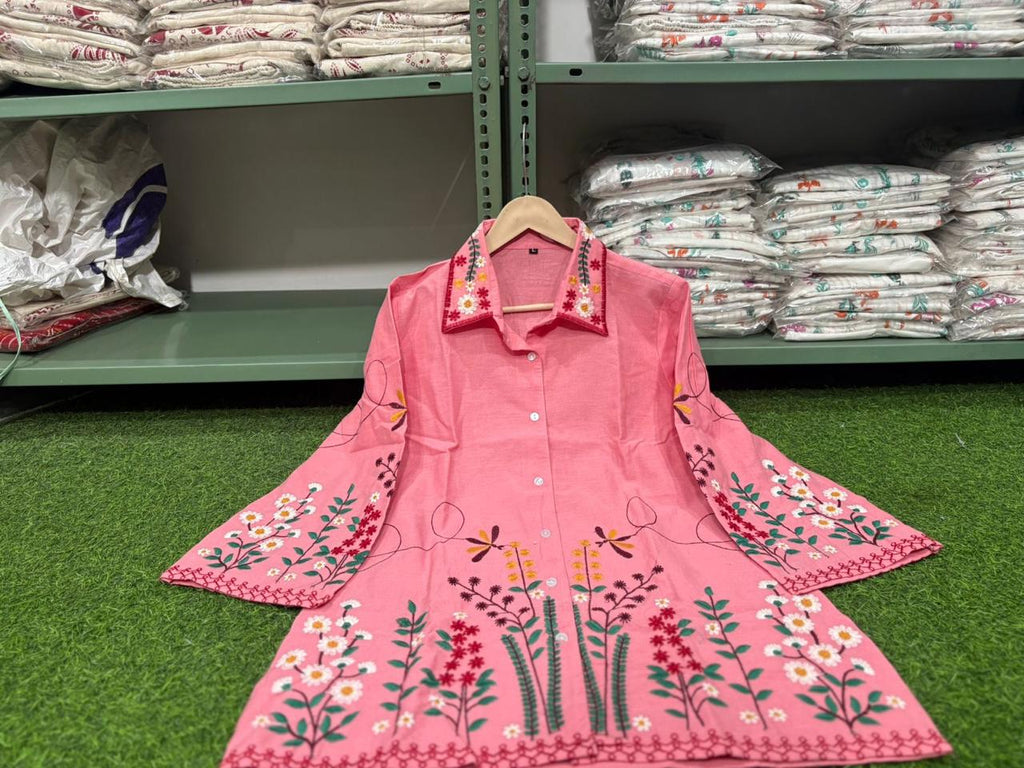 Blush Garden Embroidered Cotton Co-Ord Set