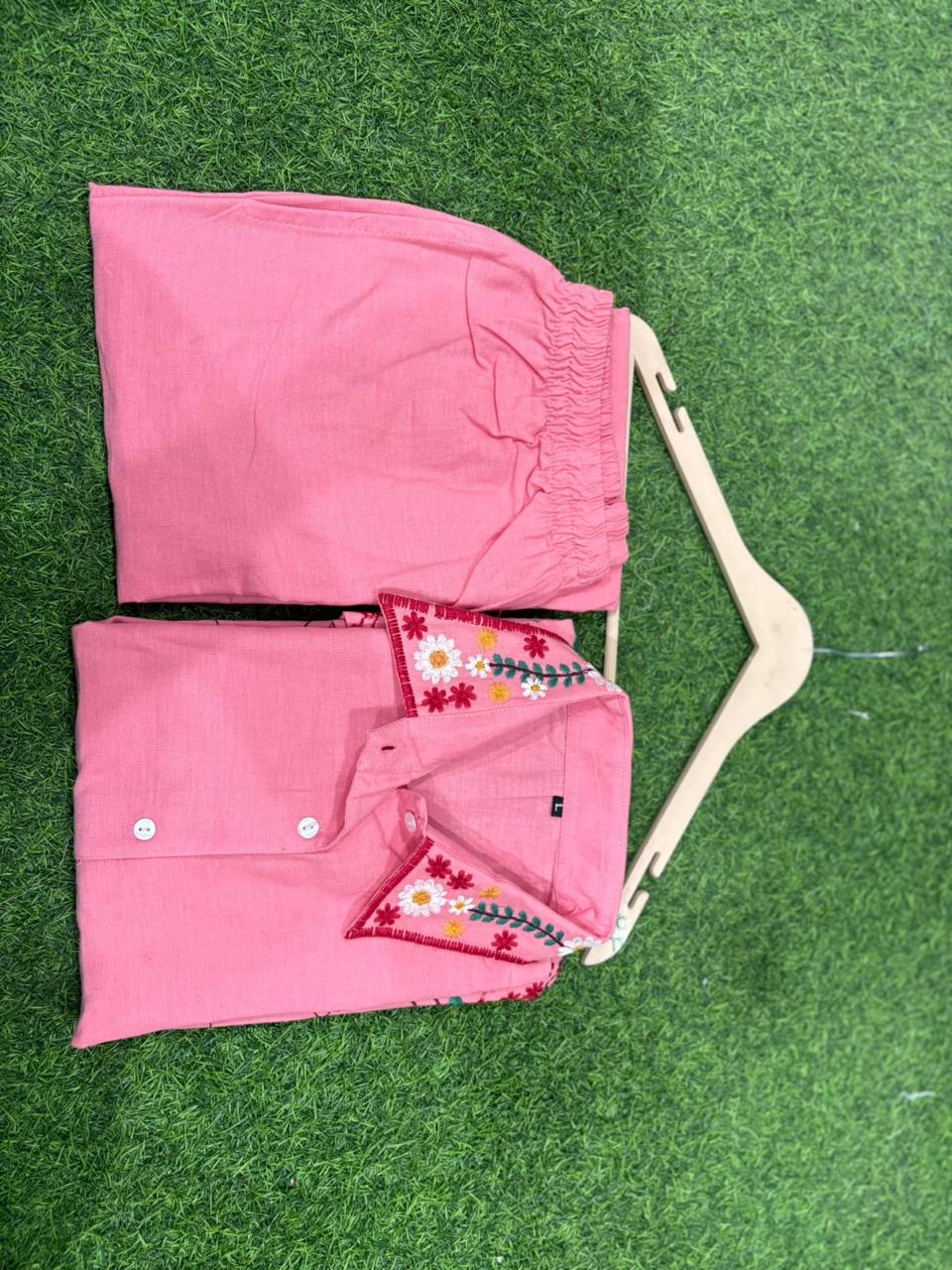 Blush Garden Embroidered Cotton Co-Ord Set