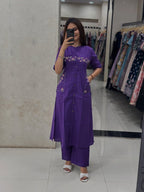 Ziya Cotton Slub Mirror Work Co-Ord Set