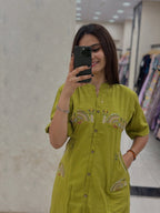 Ziya Cotton Slub Mirror Work Co-Ord Set