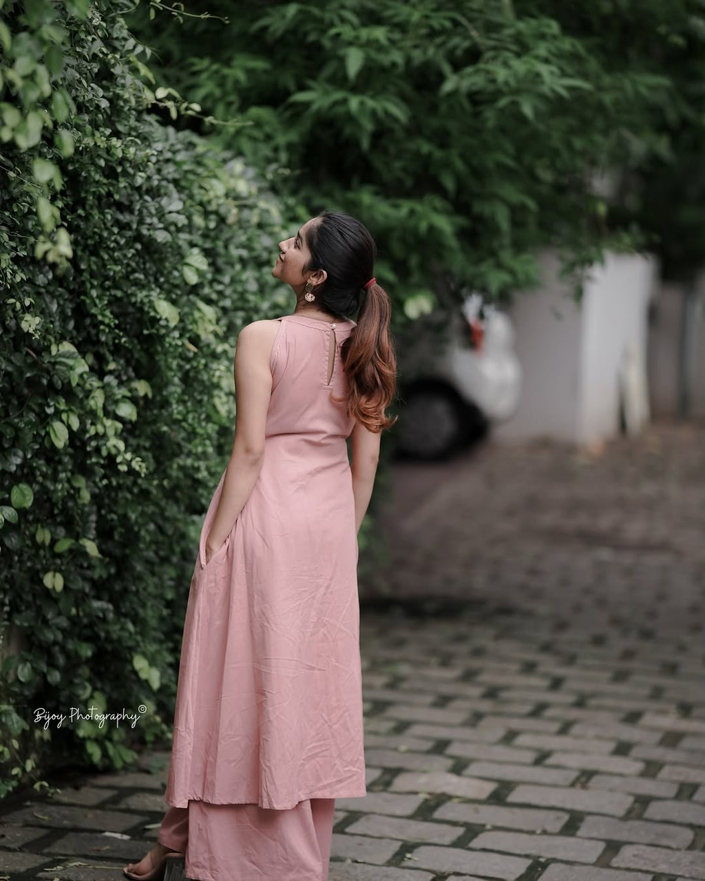 Rose Aura Pure Cotton Slub Sleeveless Kurta Palazzo Set