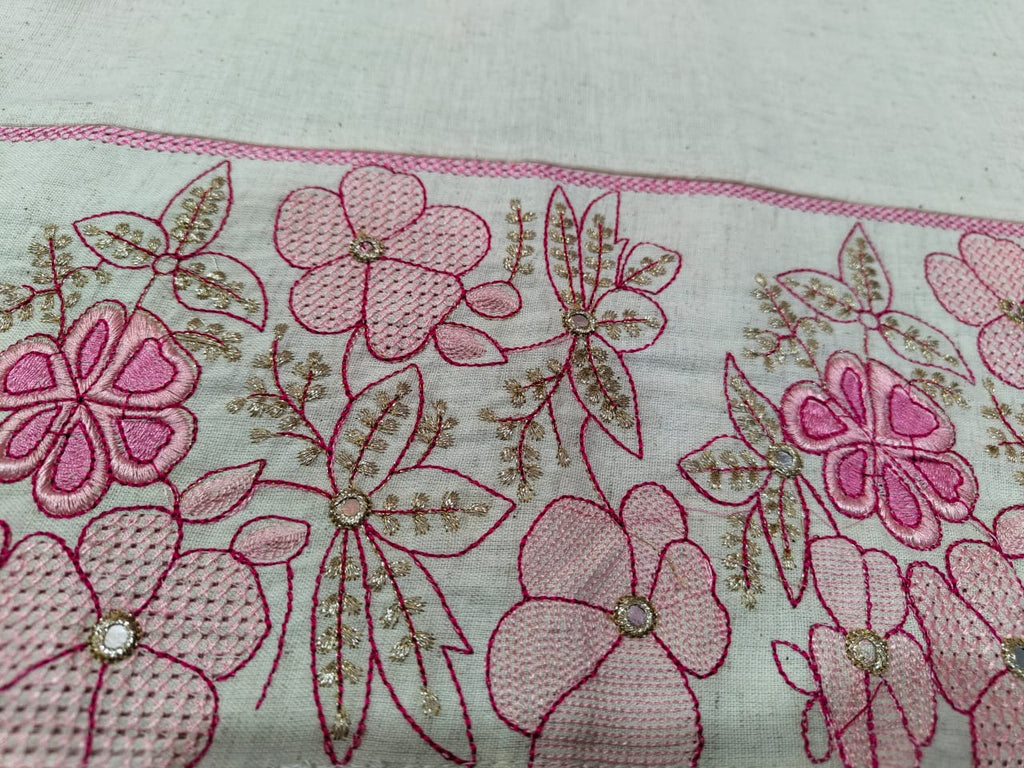 Blush Bloom Cotton Flex Embroidered Kurta Set with Kota Doriya Dupatta