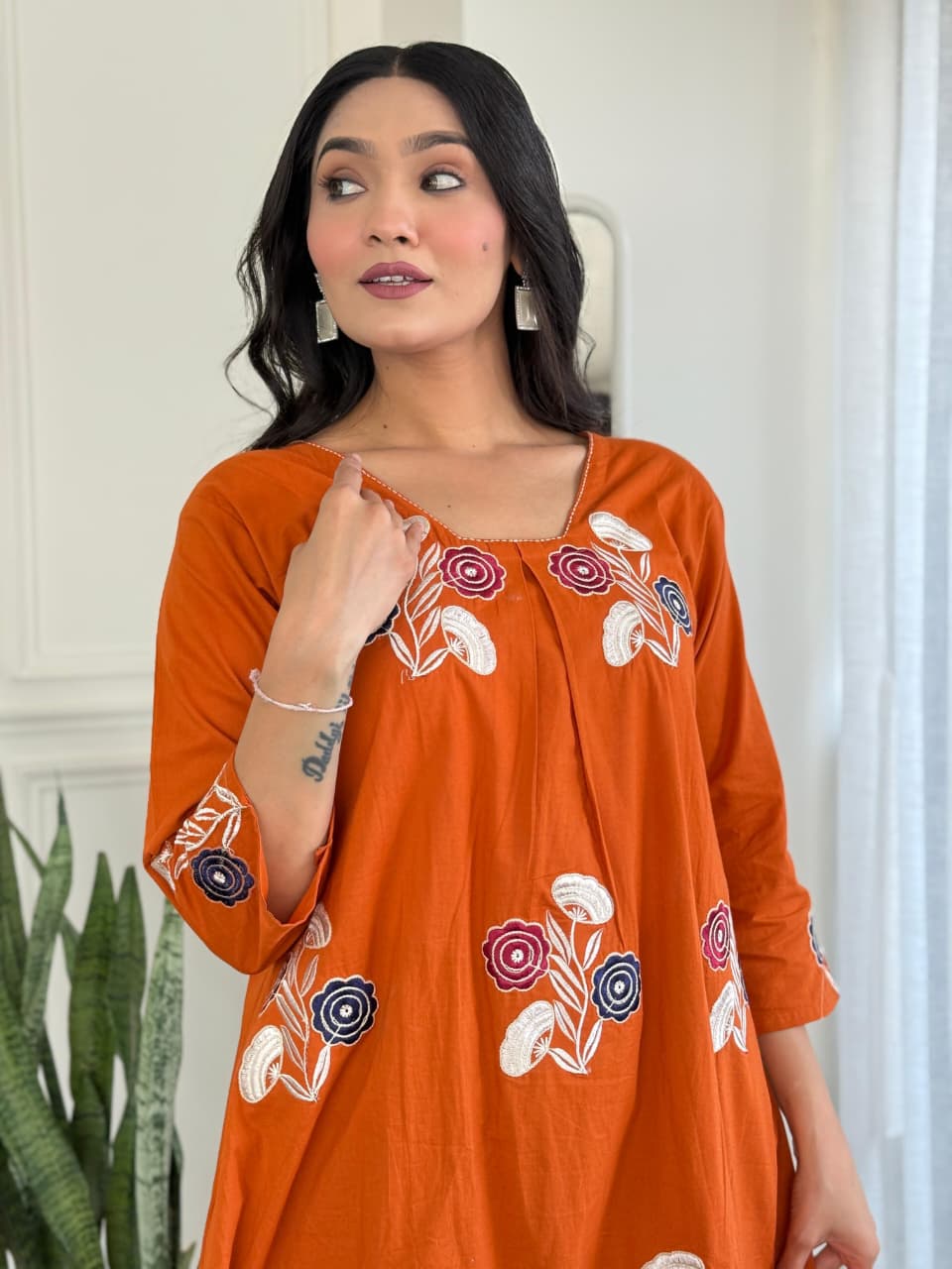 Amber Bloom Embroidered Cotton Slub Co-ord Set