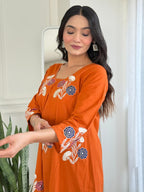 Amber Bloom Embroidered Cotton Slub Co-ord Set