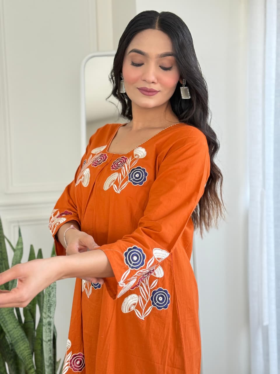 Amber Bloom Embroidered Cotton Slub Co-ord Set