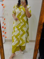 Sunlit Chevron Zigzag Cotton Kurti Pant Set