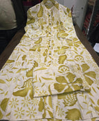 Flora Pintuck A-Line Cotton Kurta Pant Set – Mustard Bloom