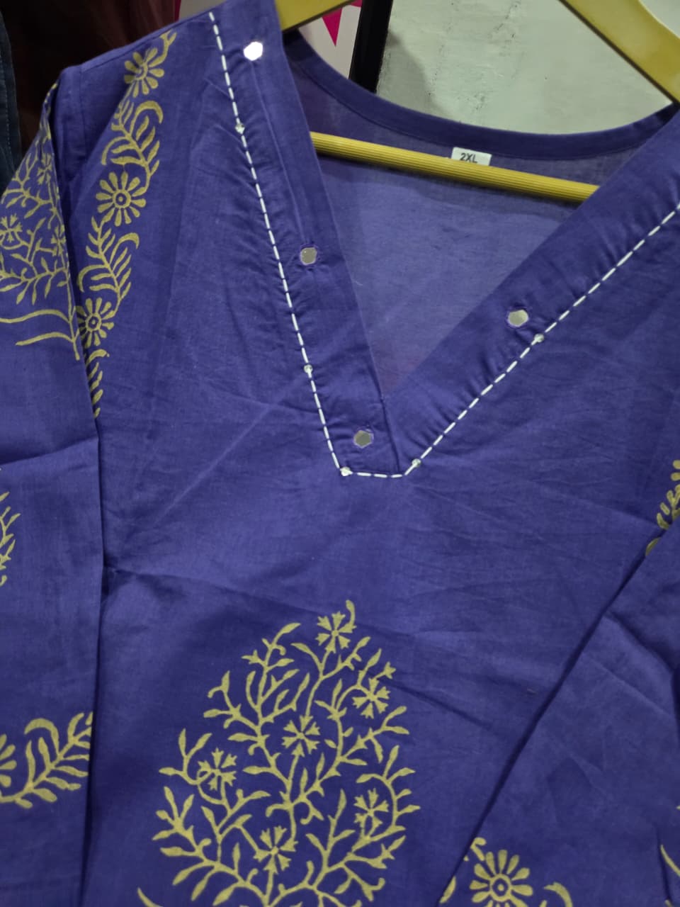 Royal Indigo Handblock Cotton Kurti Palazzo Set