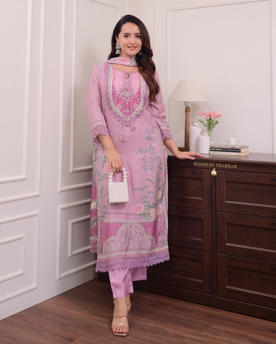 Lilac Whisper Muslin Pakistani Suit Set