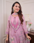 Lilac Whisper Muslin Pakistani Suit Set