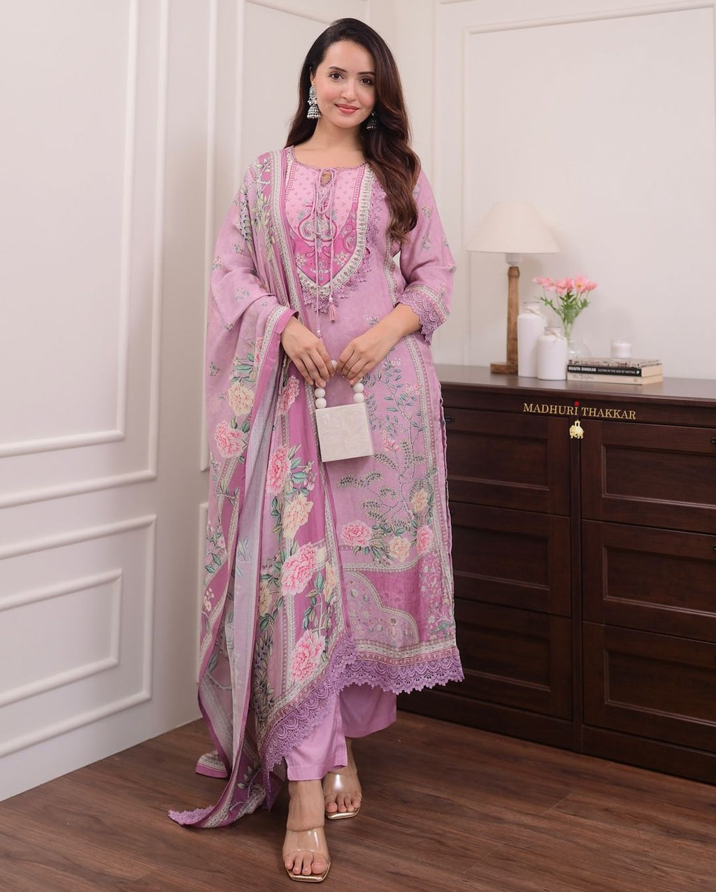 Lilac Whisper Muslin Pakistani Suit Set