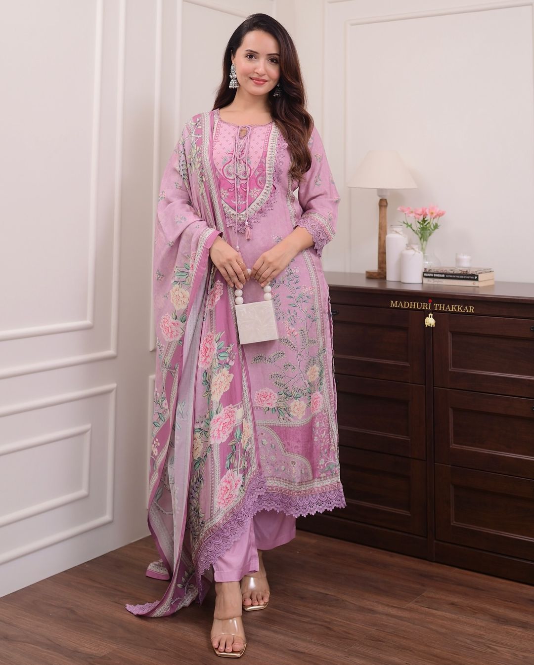 Lilac Whisper Muslin Pakistani Suit Set