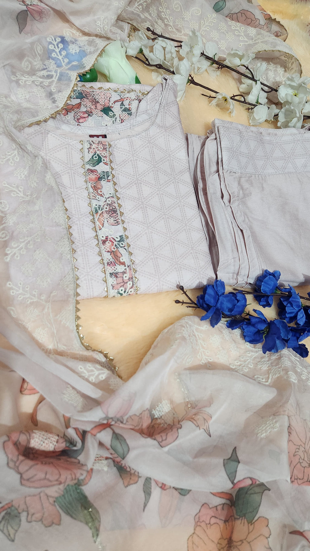 White Lily Elegance Designer Kurti Set