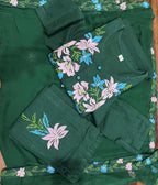 Olive Grace Cotton Slub Embroidered Suit Set