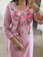 Blush Bloom Cotton Slub Embroidered Suit Set
