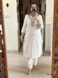 Ivory Aura Handloom Embroidered Cotton Flex Suit Set