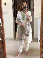 Ivory Aura Handloom Embroidered Cotton Flex Suit Set