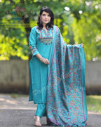 Azure Handloom Aari Embroidered Suit Set