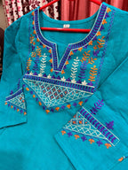 Azure Handloom Aari Embroidered Suit Set