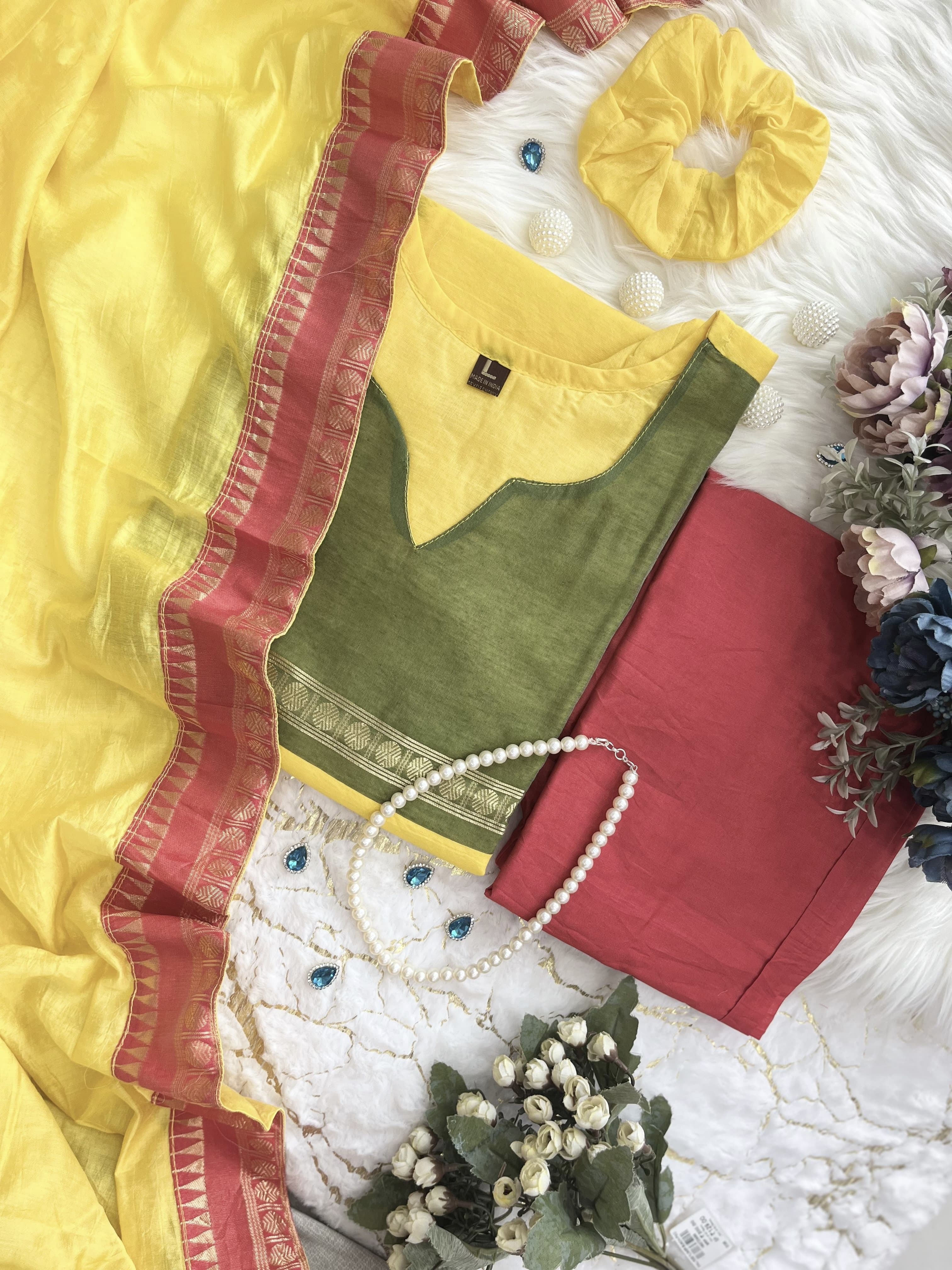 Varanika Kanchi Cotton Zari Woven Suit Set