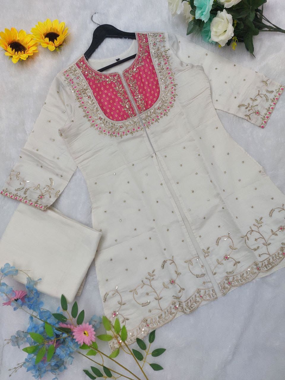 Elegance Roman Silk Embroidered Co-Ord Set