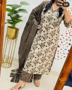 Panchalu Ivory Adda Embroidered Cotton Suit Set