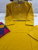 Mustard Yellow Embroidered Anarkali Set with Geometric Print Dupatta