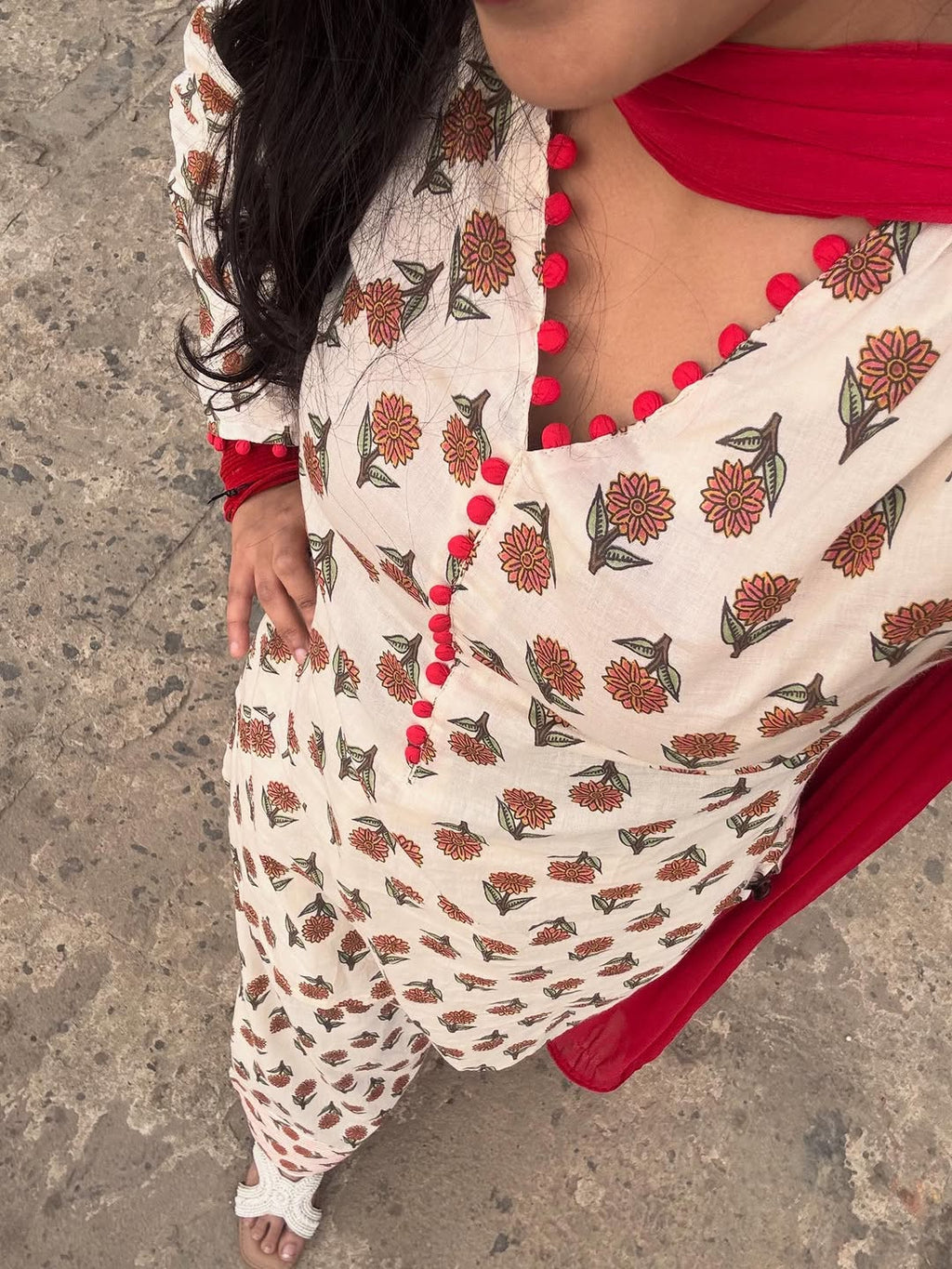 Elegant Bloom Cotton Kurta Palazzo Set with Najneen Dupatta